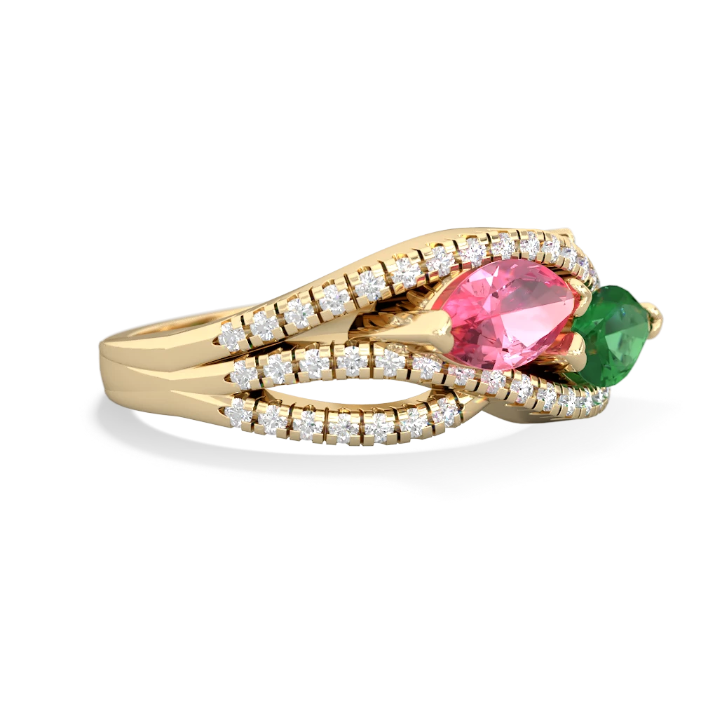 Lab Pink Sapphire Diamond Rivers 14K Yellow Gold ring R3070