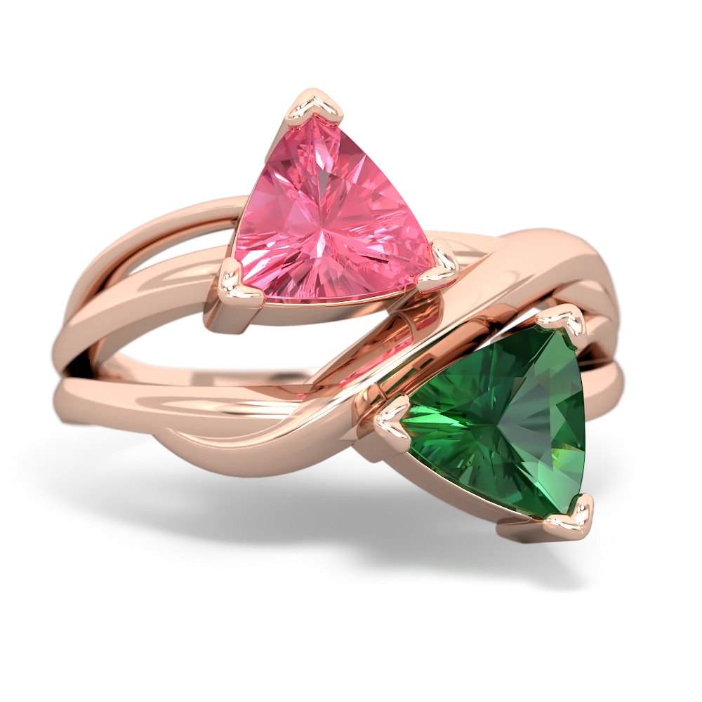 Lab Pink Sapphire Split Band Swirl 14K Rose Gold ring R2341