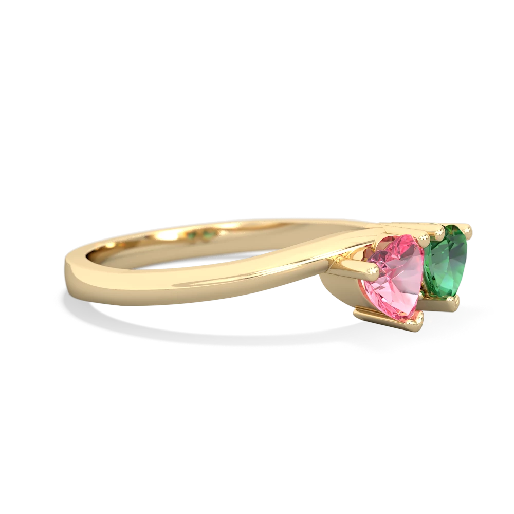 Lab Pink Sapphire Sweethearts 14K Yellow Gold ring R5260