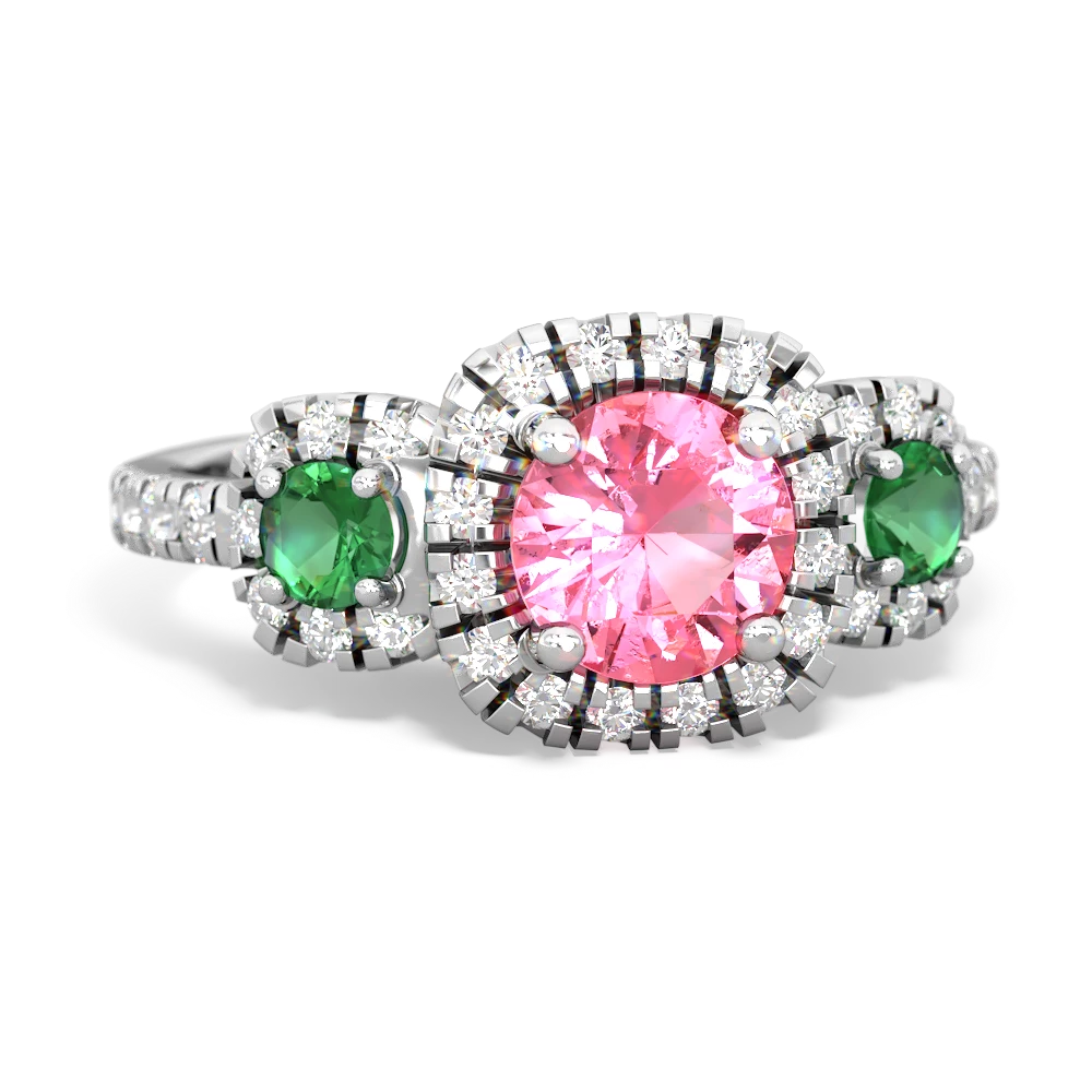 Lab Pink Sapphire Regal Halo 14K White Gold ring R5350