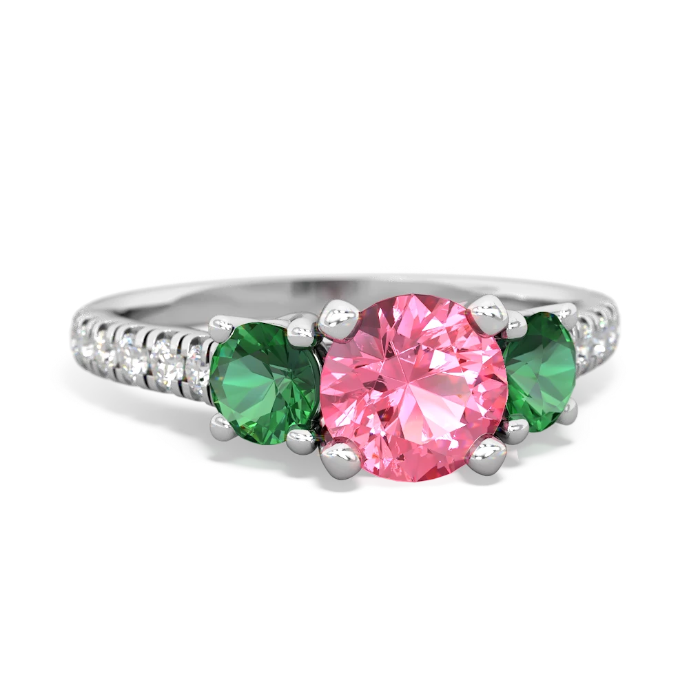 Lab Pink Sapphire Pave Trellis 14K White Gold ring R5500