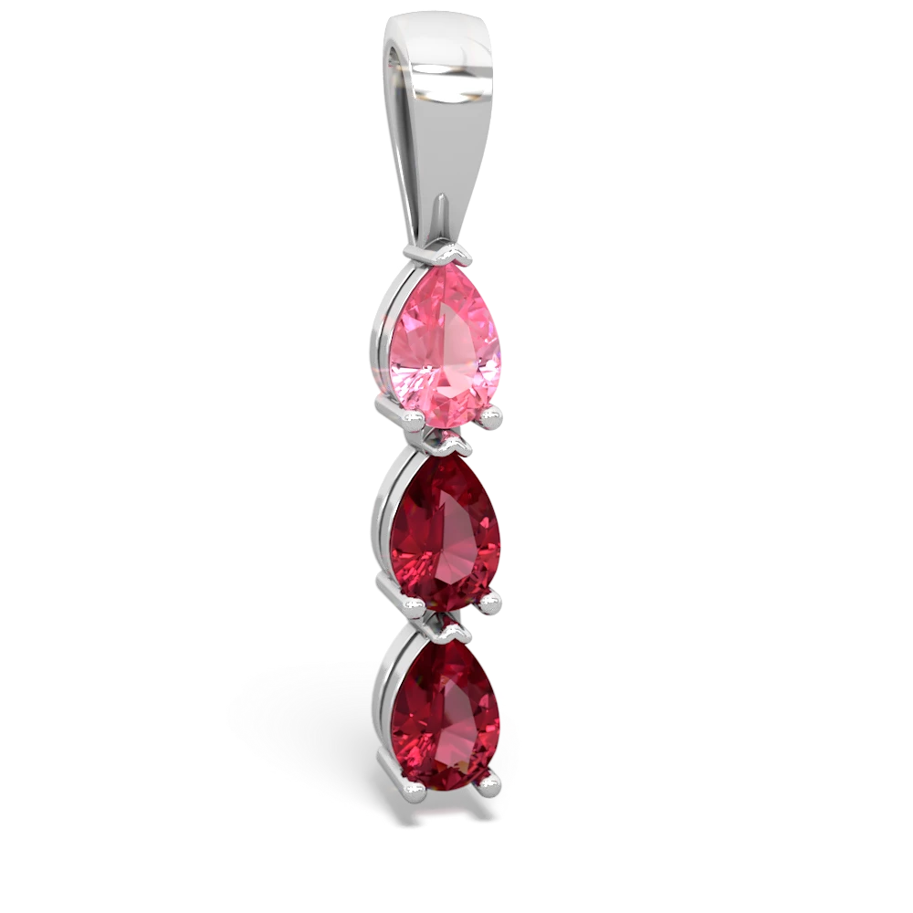 Lab Pink Sapphire Dew Drops 14K White Gold pendant P2251