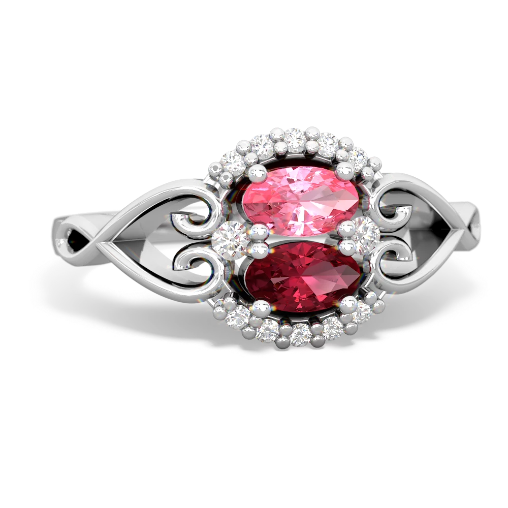 Lab Pink Sapphire Love Nest 14K White Gold ring R5860