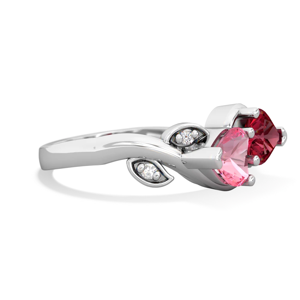 Lab Pink Sapphire Floral Elegance 14K White Gold ring R5790