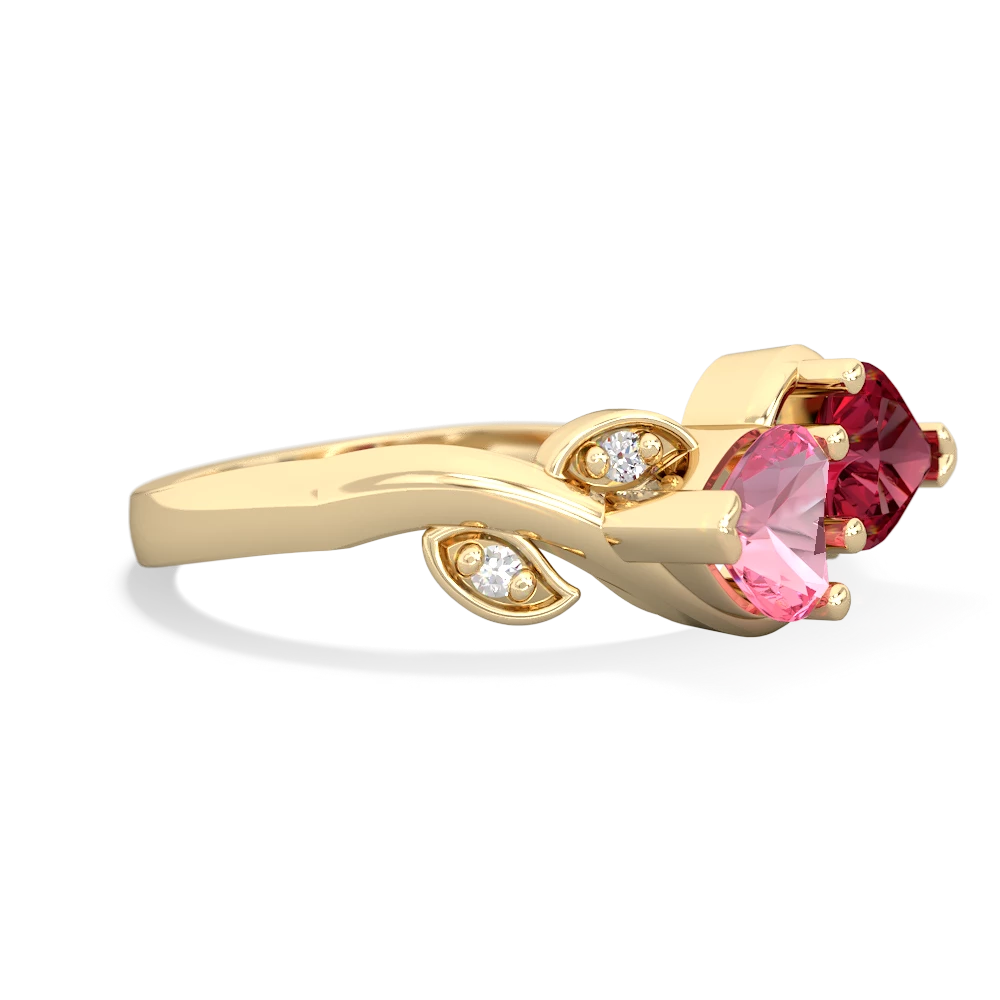 Lab Pink Sapphire Floral Elegance 14K Yellow Gold ring R5790