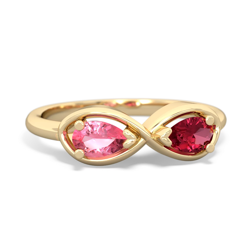 Lab Pink Sapphire Infinity 14K Yellow Gold ring R5050