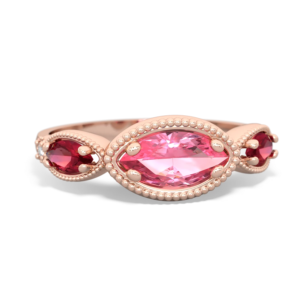 Lab Pink Sapphire Milgrain Marquise 14K Rose Gold ring R5700