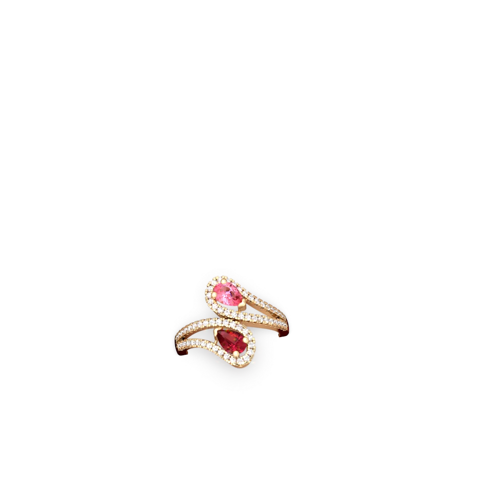 Lab Pink Sapphire Diamond Dazzler 14K Yellow Gold ring R3000