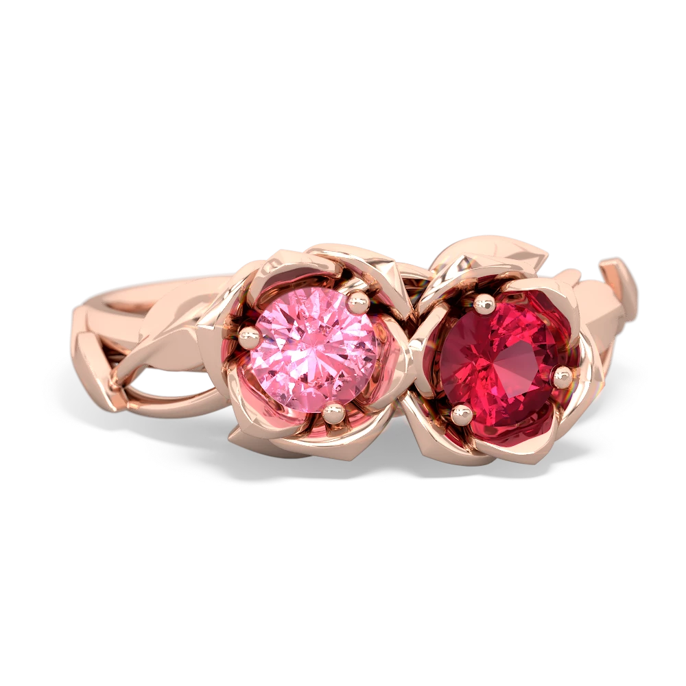 Lab Pink Sapphire Rose Garden 14K Rose Gold ring R5510