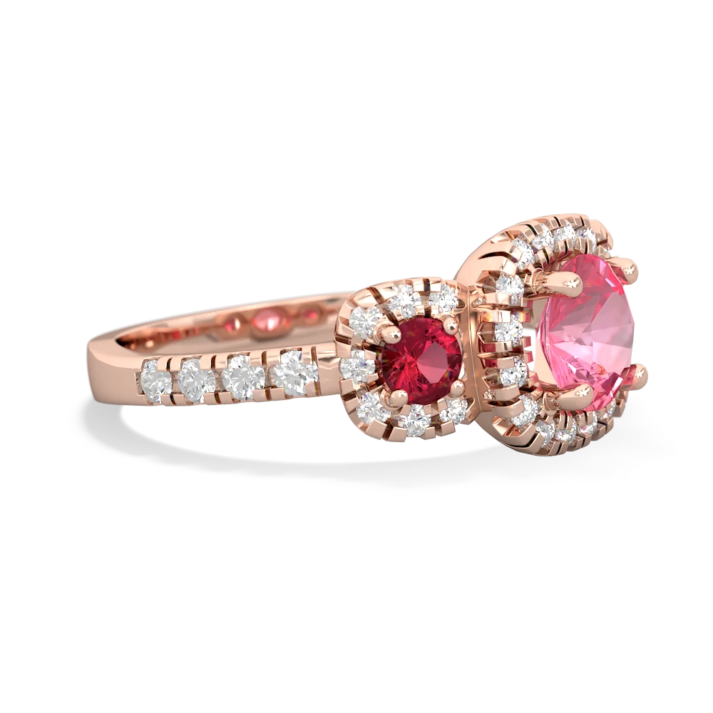 Lab Pink Sapphire Regal Halo 14K Rose Gold ring R5350