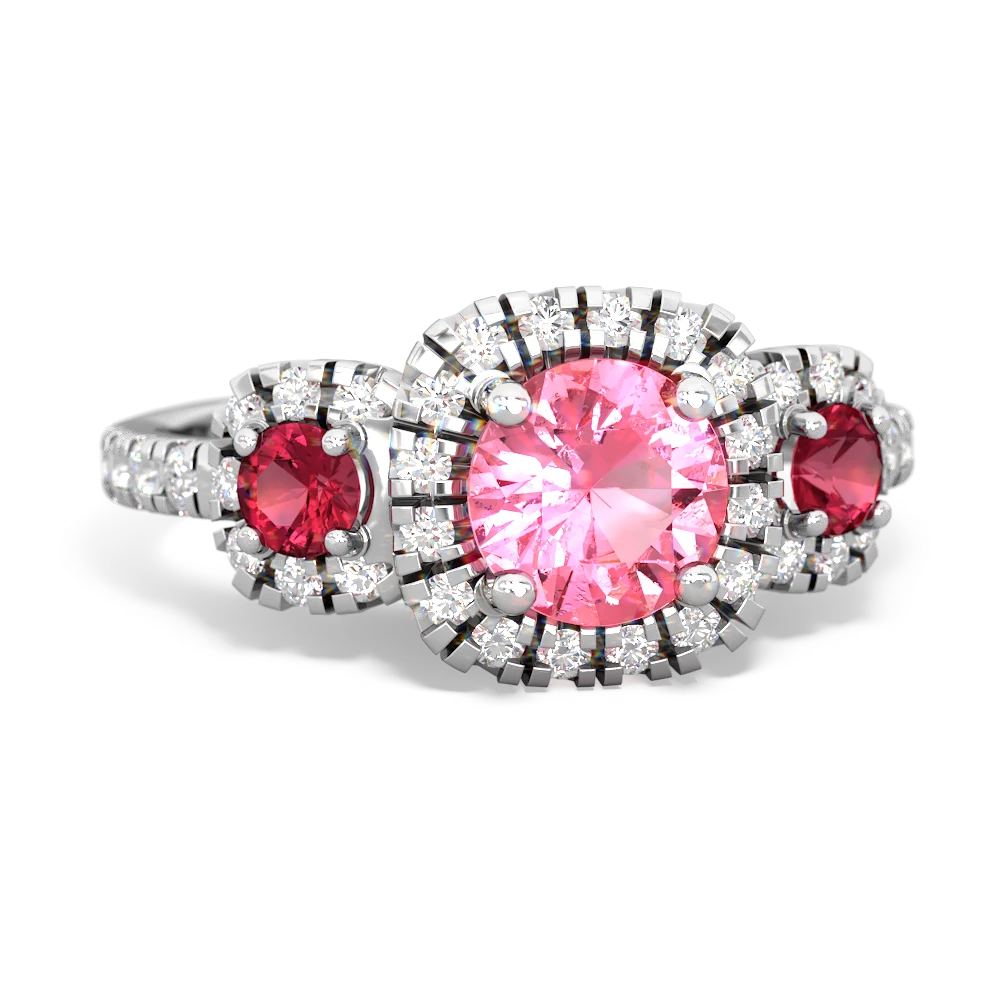 Lab Pink Sapphire Regal Halo 14K White Gold ring R5350