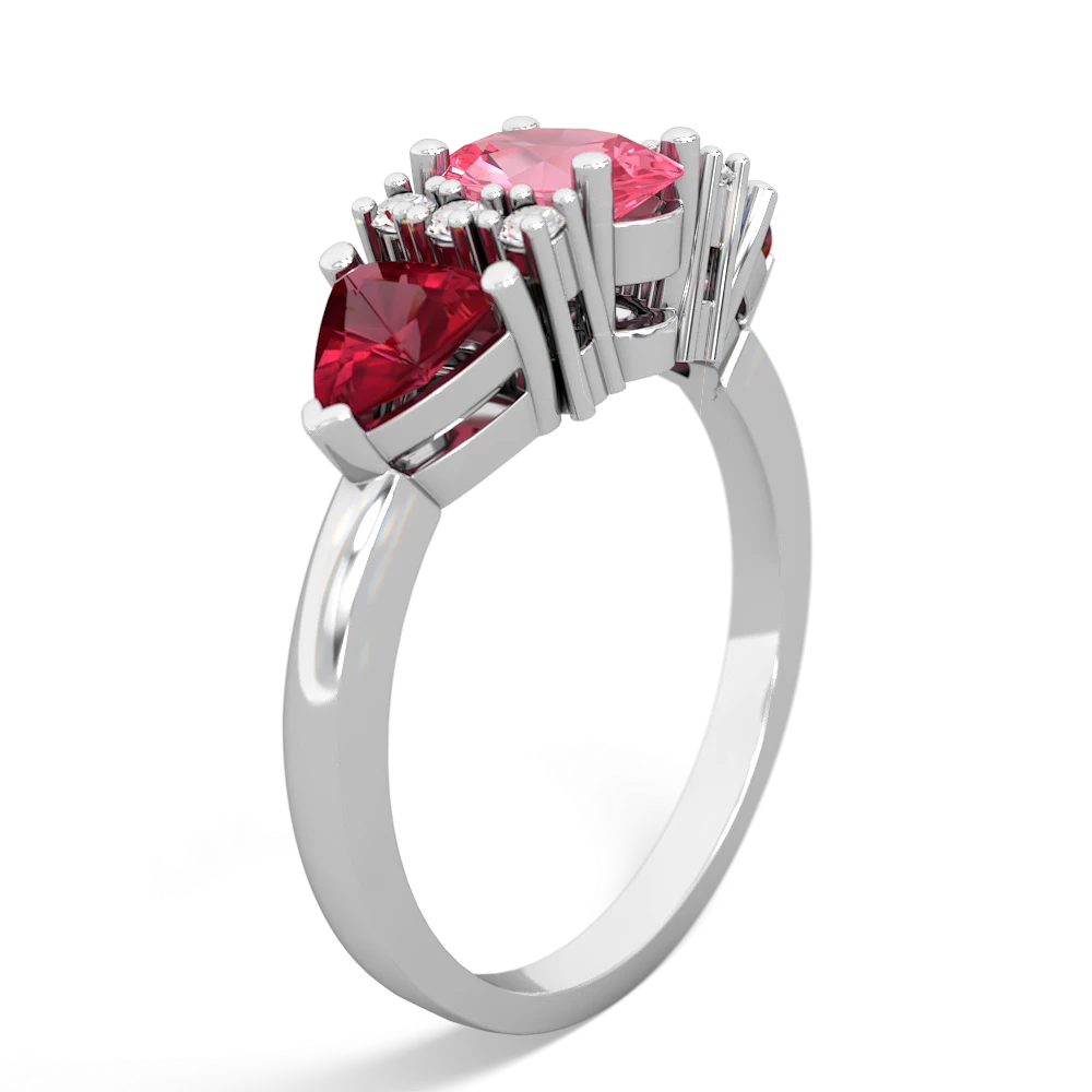 Lab Pink Sapphire Antique Style Three Stone 14K White Gold ring R2186