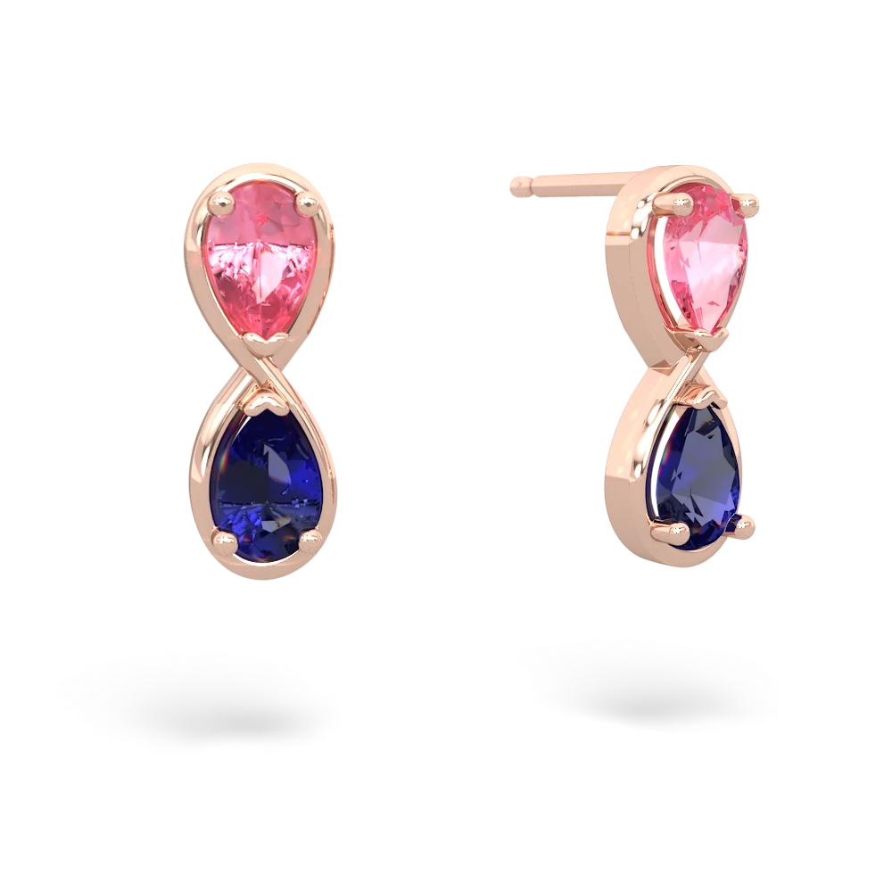 Lab Pink Sapphire Infinity 14K Rose Gold earrings E5050