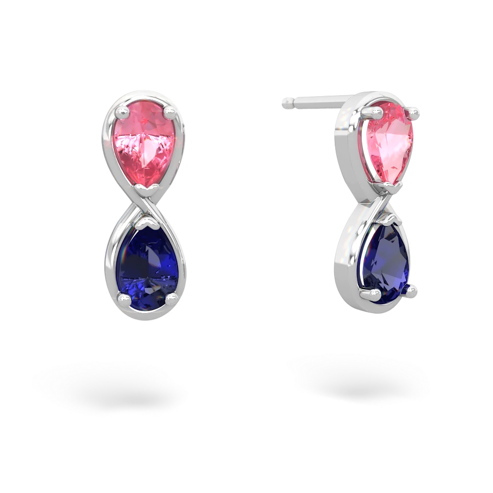 Lab Pink Sapphire Infinity 14K White Gold earrings E5050