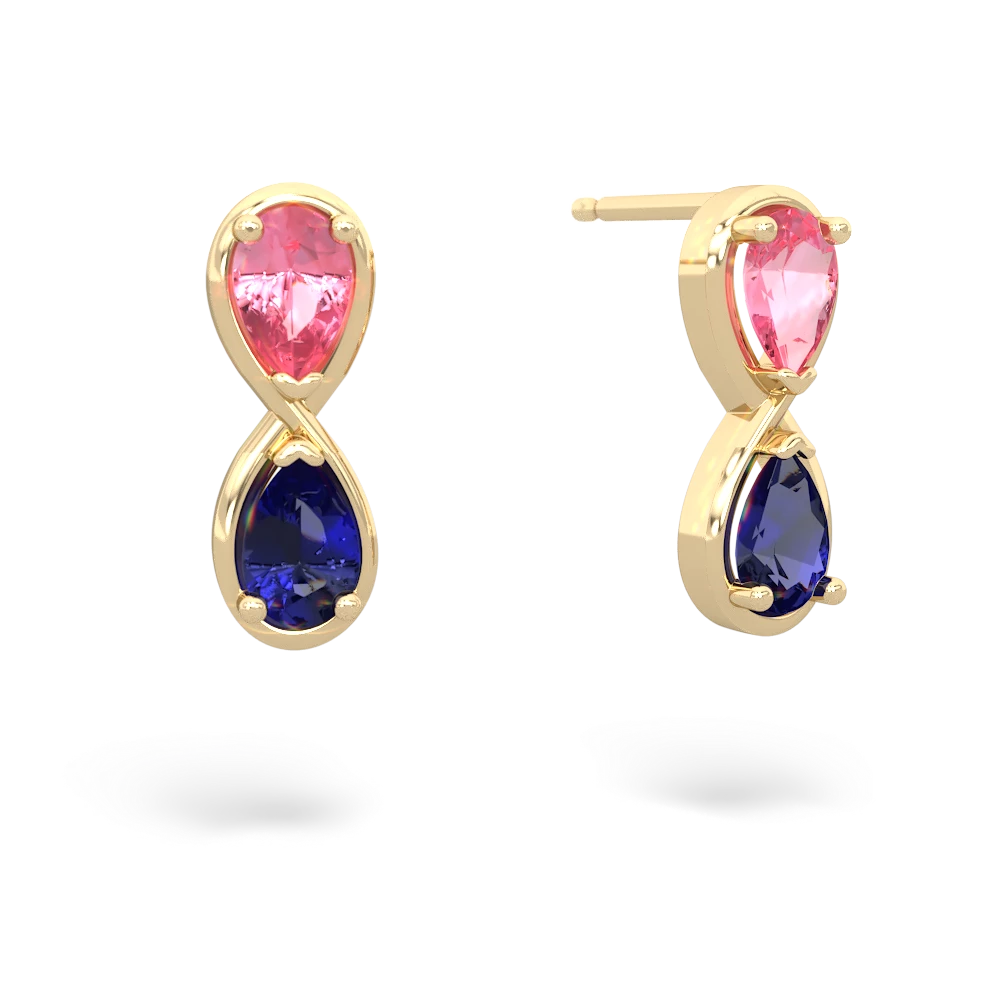 Lab Pink Sapphire Infinity 14K Yellow Gold earrings E5050