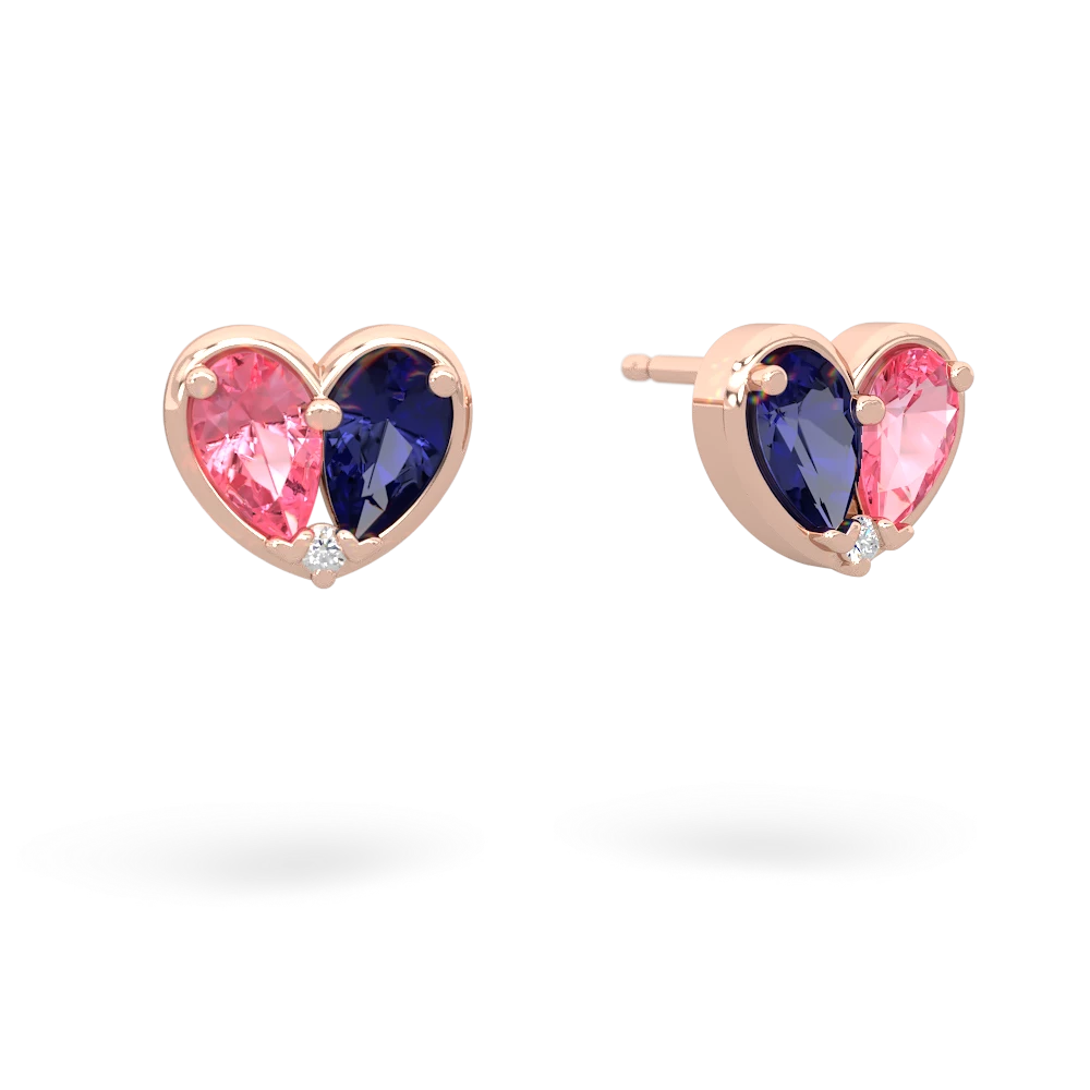 Lab Pink Sapphire 'Our Heart' 14K Rose Gold earrings E5072