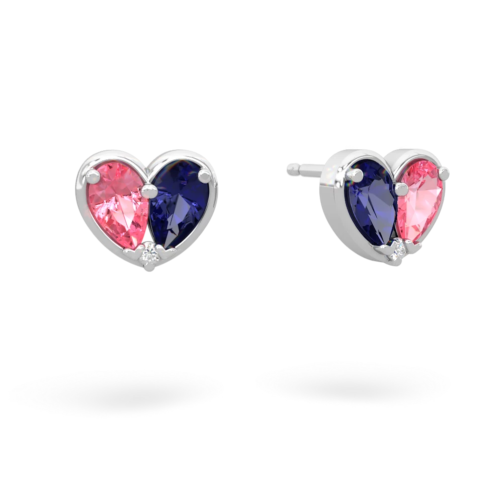 Lab Pink Sapphire 'Our Heart' 14K White Gold earrings E5072