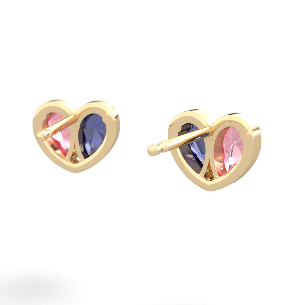 Lab Pink Sapphire 'Our Heart' 14K Yellow Gold earrings E5072