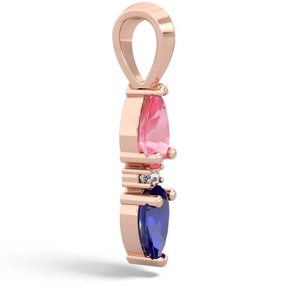 Lab Pink Sapphire Bowtie Drop 14K Rose Gold pendant P0865