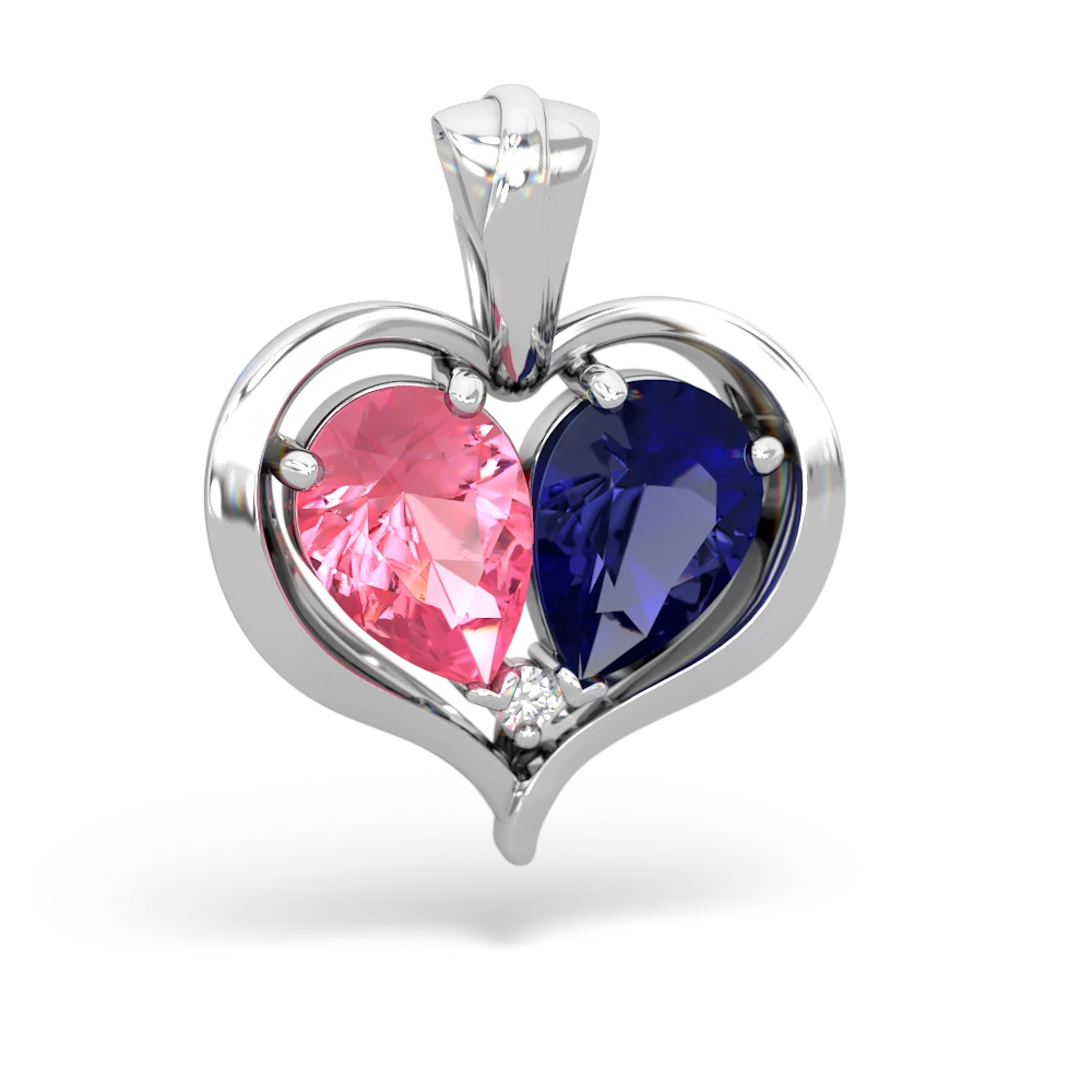 Lab Pink Sapphire Two Become One 14K White Gold pendant P5330