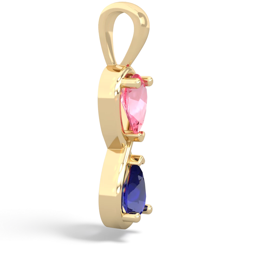 Lab Pink Sapphire Infinity 14K Yellow Gold pendant P5050