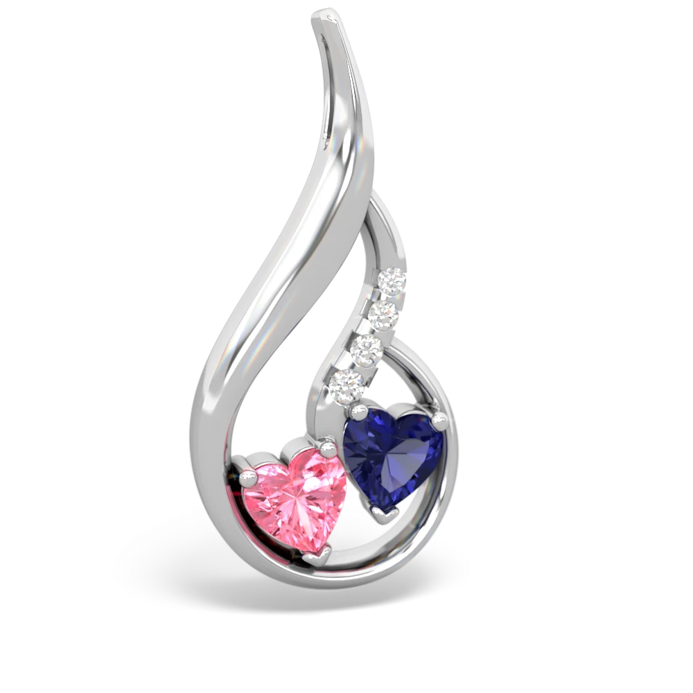 Lab Pink Sapphire Keepsake Curves 14K White Gold pendant P5450