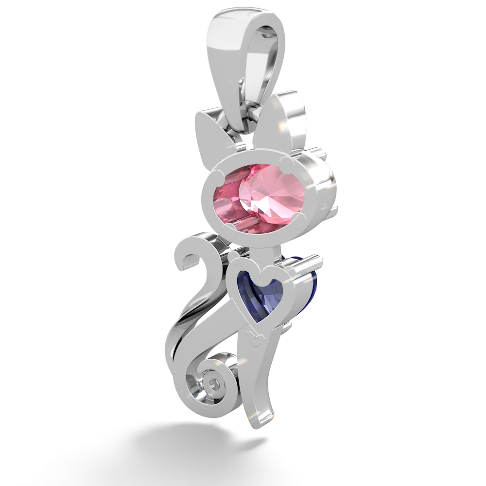 Lab Pink Sapphire Kitten 14K White Gold pendant P5780