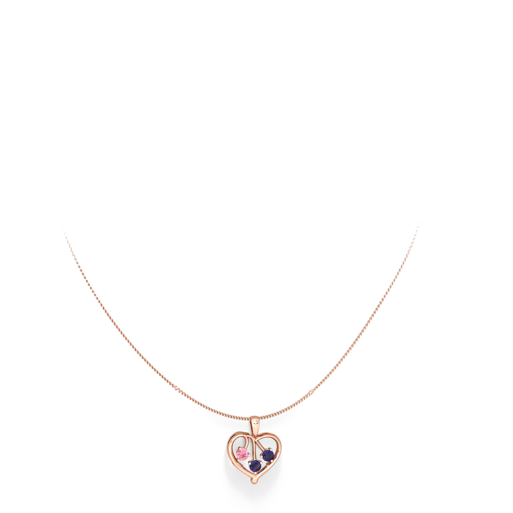 Lab Pink Sapphire Glowing Heart 14K Rose Gold pendant P2233