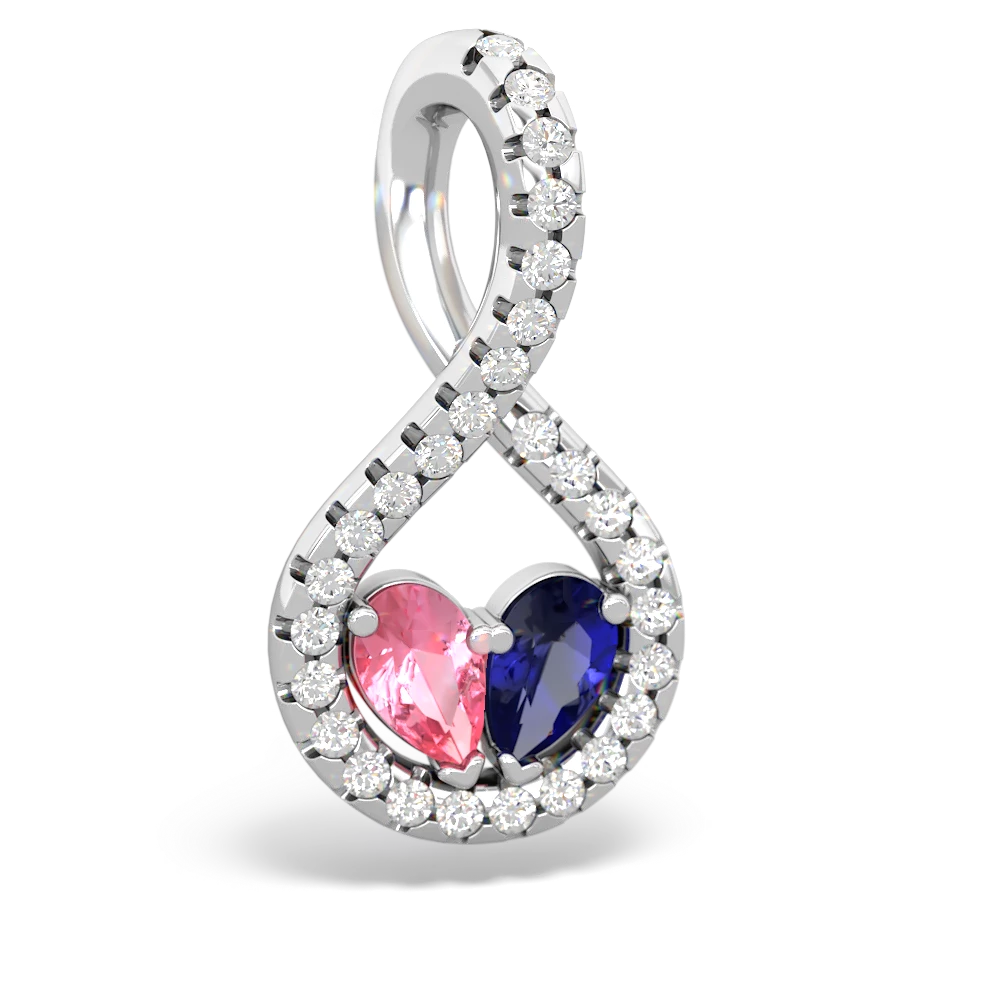 Lab Pink Sapphire Pave Twist 'One Heart' 14K White Gold pendant P5360