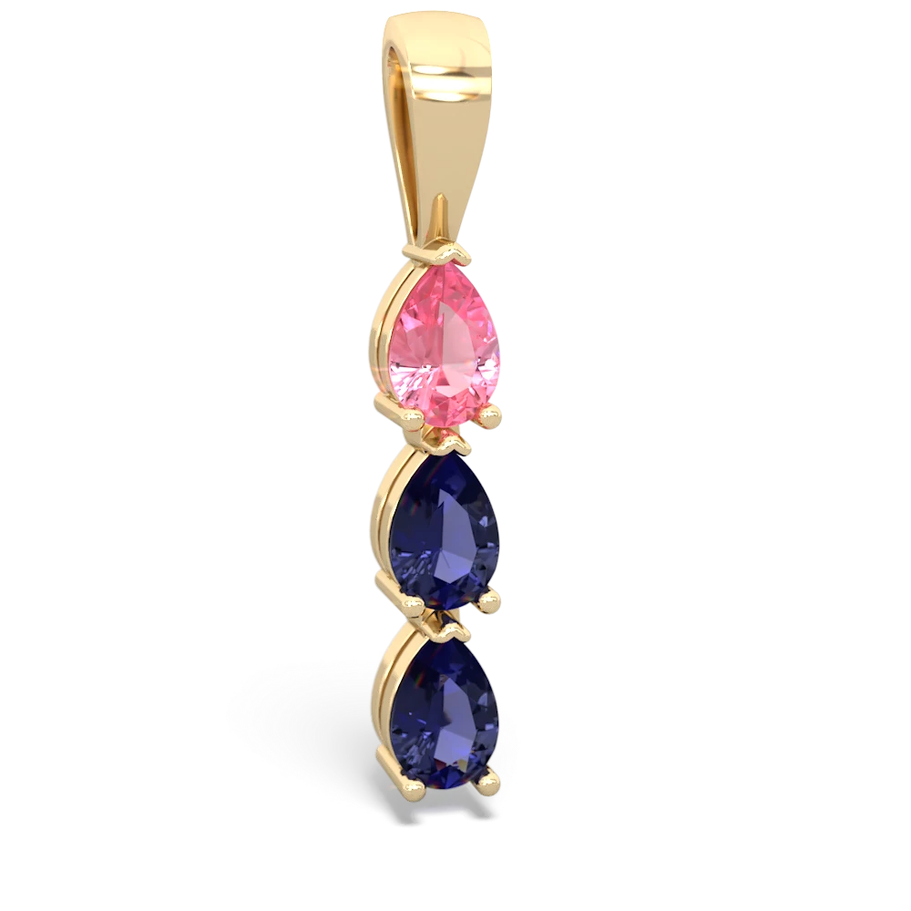 Lab Pink Sapphire Dew Drops 14K Yellow Gold pendant P2251