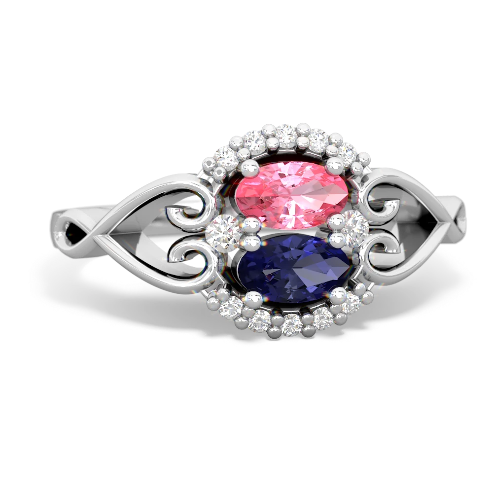 Lab Pink Sapphire Love Nest 14K White Gold ring R5860