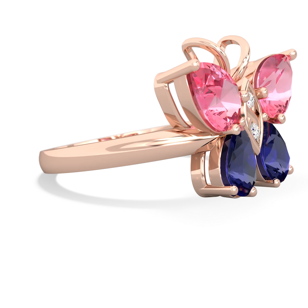 Lab Pink Sapphire Butterfly 14K Rose Gold ring R2215