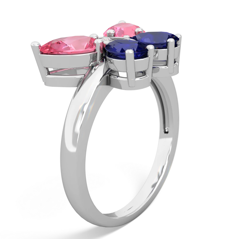 Lab Pink Sapphire Butterfly 14K White Gold ring R2215