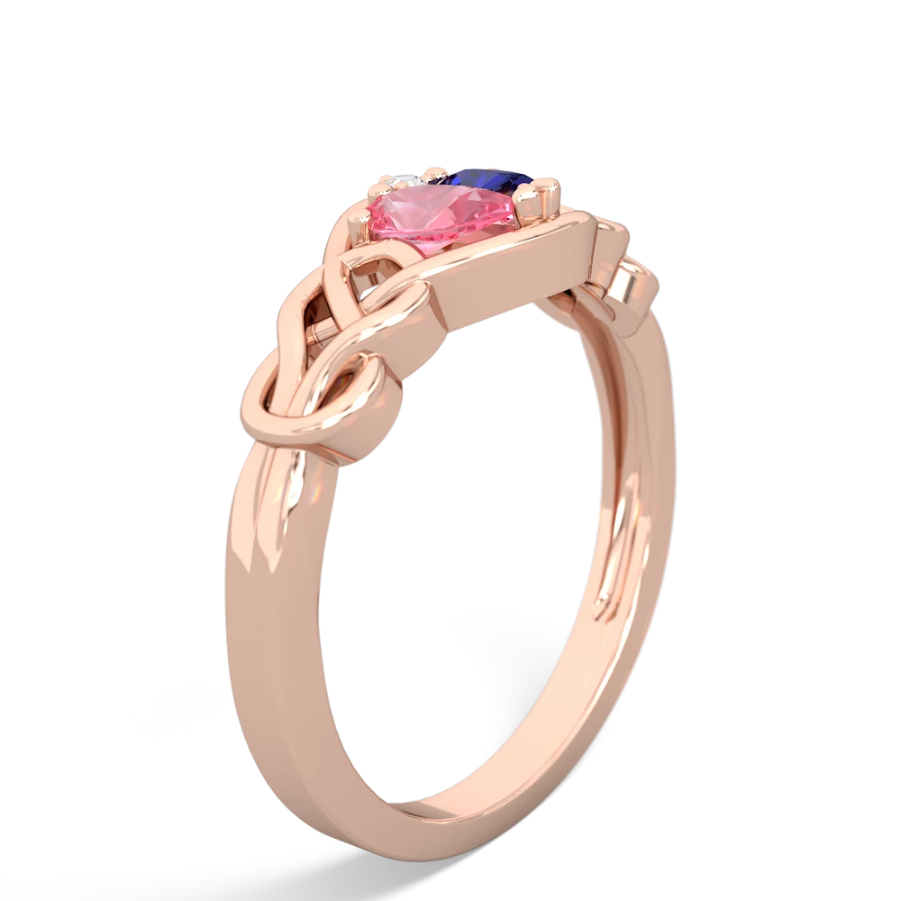 Lab Pink Sapphire Celtic Love Knot 14K Rose Gold ring R5420