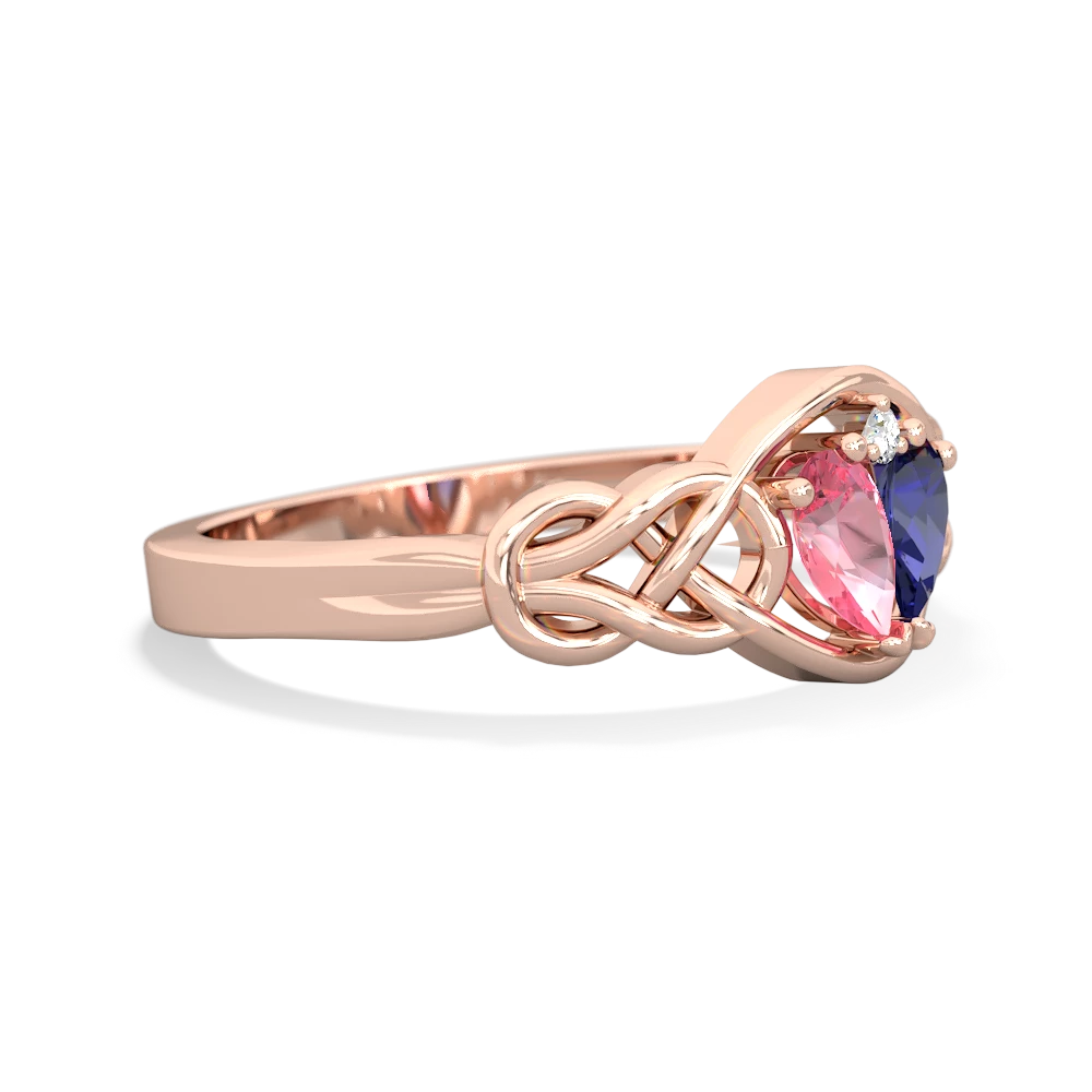 Lab Pink Sapphire Celtic Love Knot 14K Rose Gold ring R5420