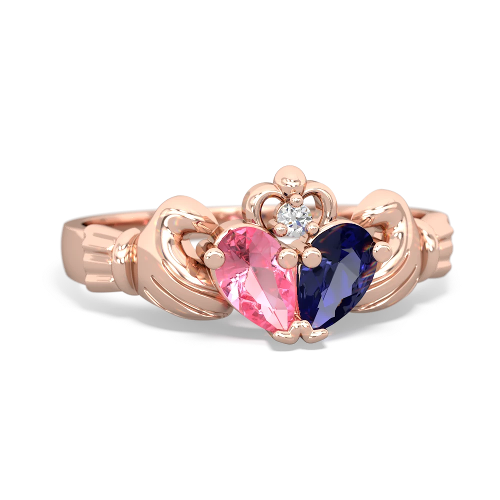 Lab Pink Sapphire 'Our Heart' Claddagh 14K Rose Gold ring R2388