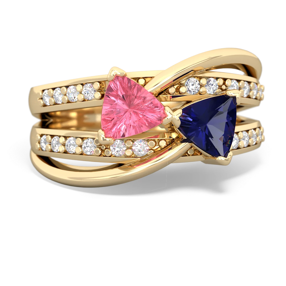 Lab Pink Sapphire Bowtie 14K Yellow Gold ring R2360