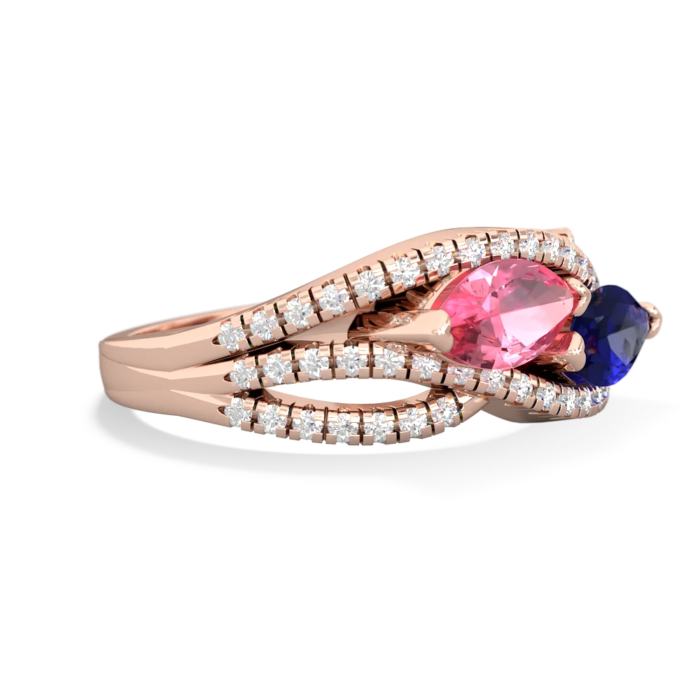 Lab Pink Sapphire Diamond Rivers 14K Rose Gold ring R3070