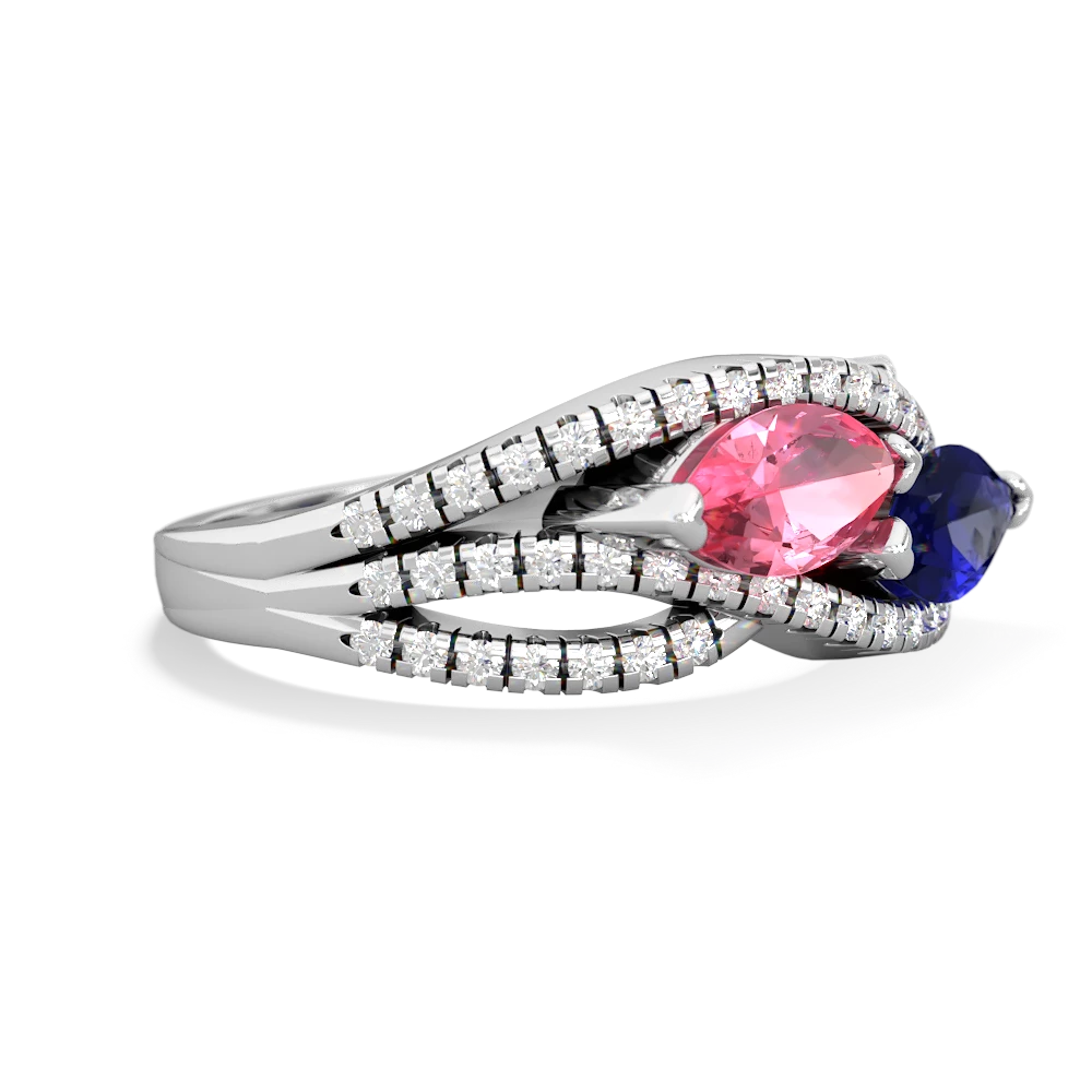 Lab Pink Sapphire Diamond Rivers 14K White Gold ring R3070