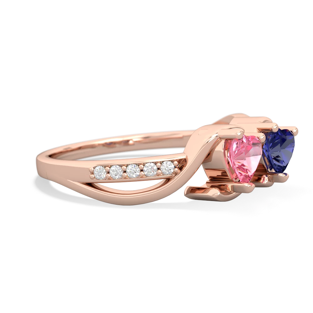 Lab Pink Sapphire Side By Side 14K Rose Gold ring R3090