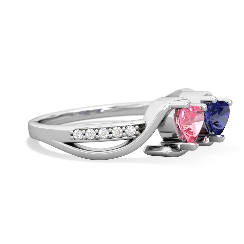 Lab Pink Sapphire Side By Side 14K White Gold ring R3090