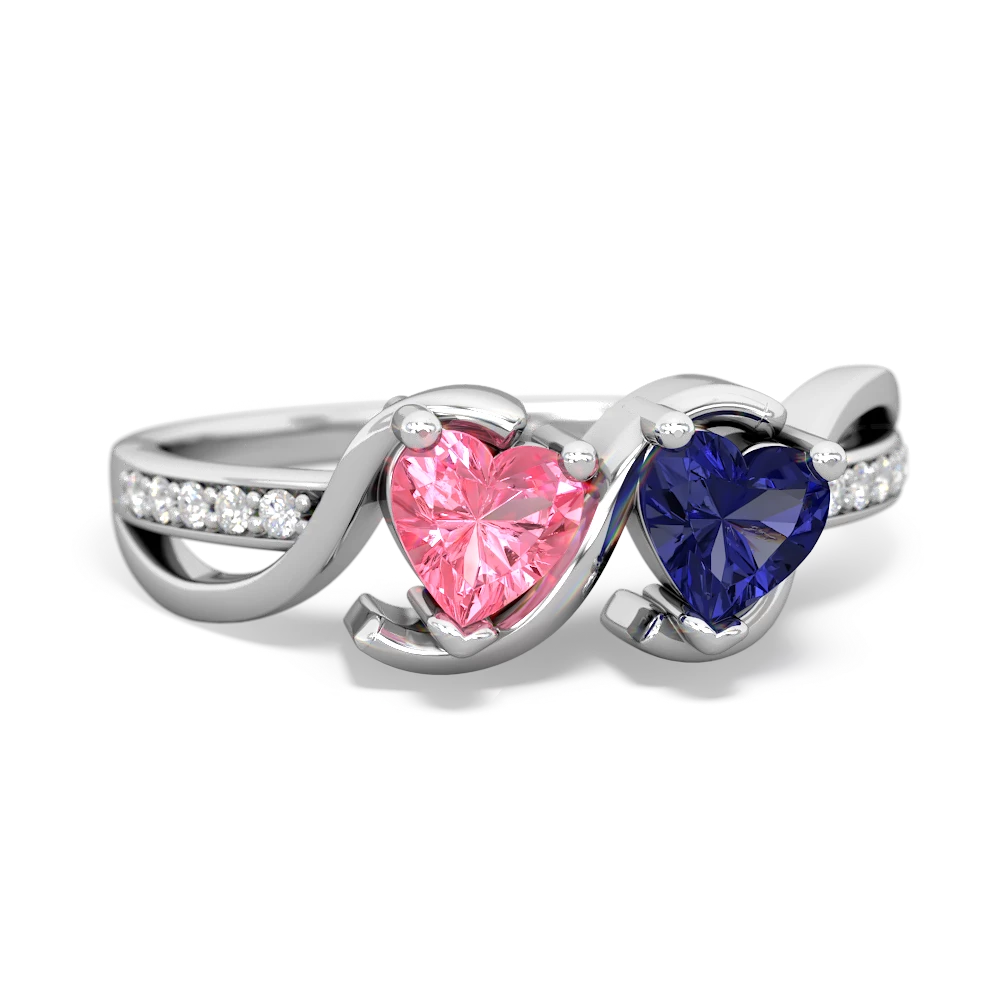 Lab Pink Sapphire Side By Side 14K White Gold ring R3090