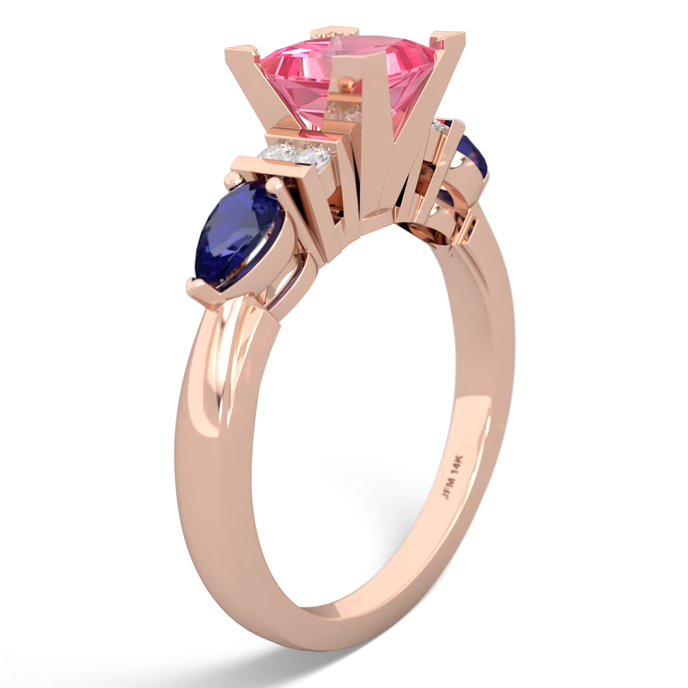 Lab Pink Sapphire 6Mm Princess Eternal Embrace Engagement 14K Rose Gold ring C2002