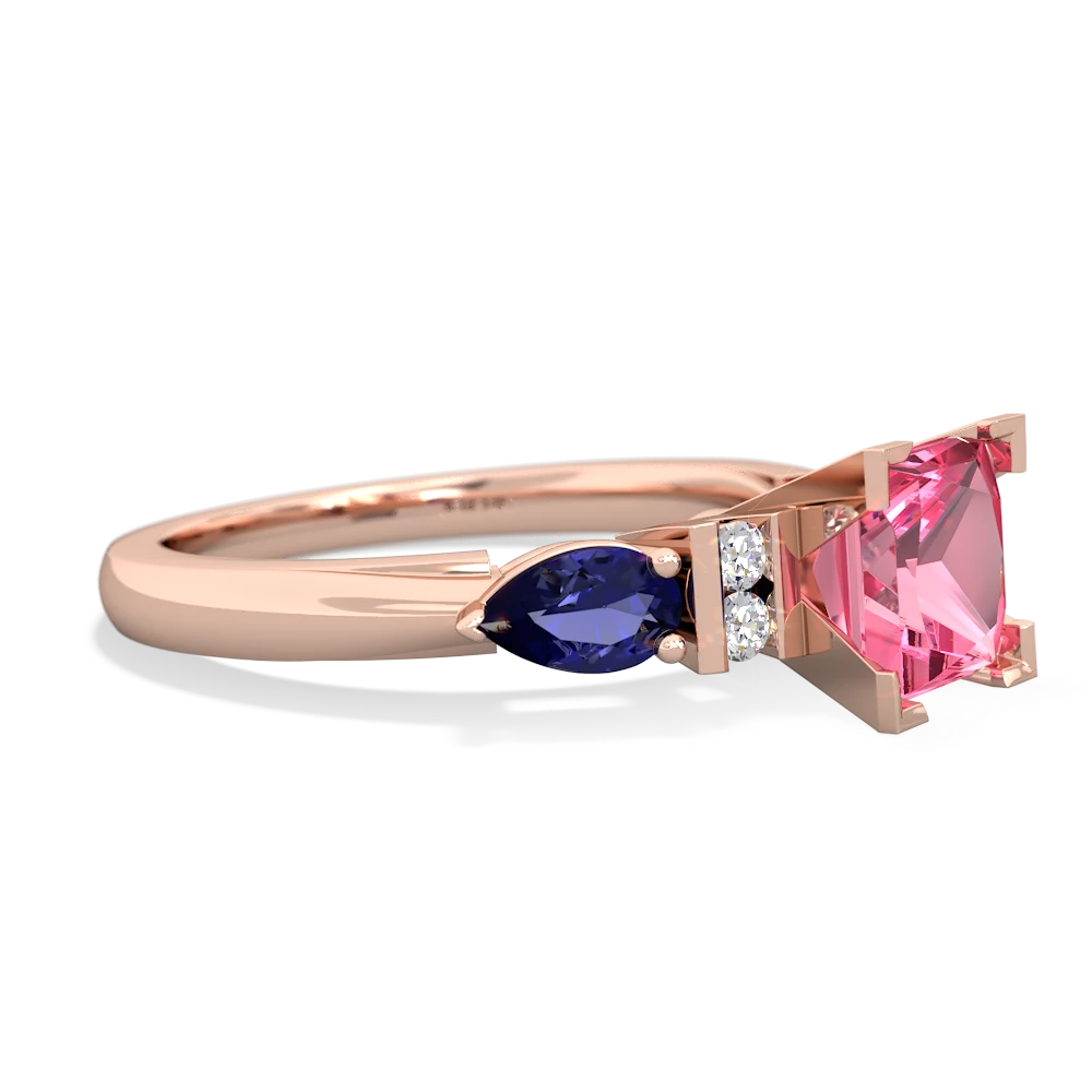 Lab Pink Sapphire 6Mm Princess Eternal Embrace Engagement 14K Rose Gold ring C2002