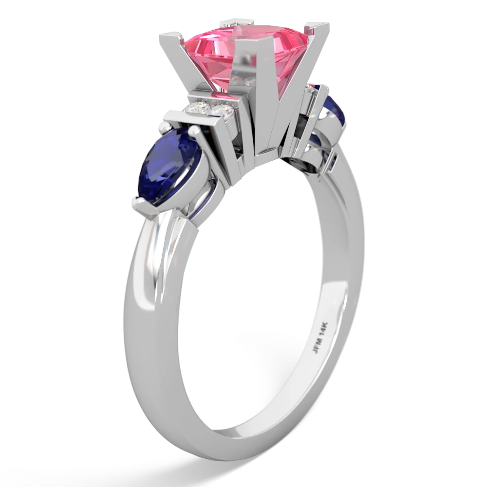 Lab Pink Sapphire 6Mm Princess Eternal Embrace Engagement 14K White Gold ring C2002