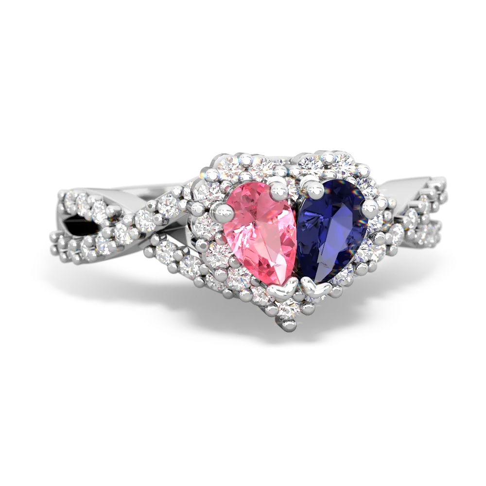 Lab Pink Sapphire Diamond Twist 'One Heart' 14K White Gold ring R2640HRT