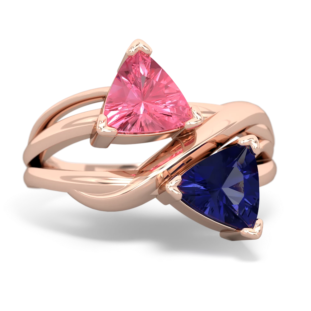 Lab Pink Sapphire Split Band Swirl 14K Rose Gold ring R2341