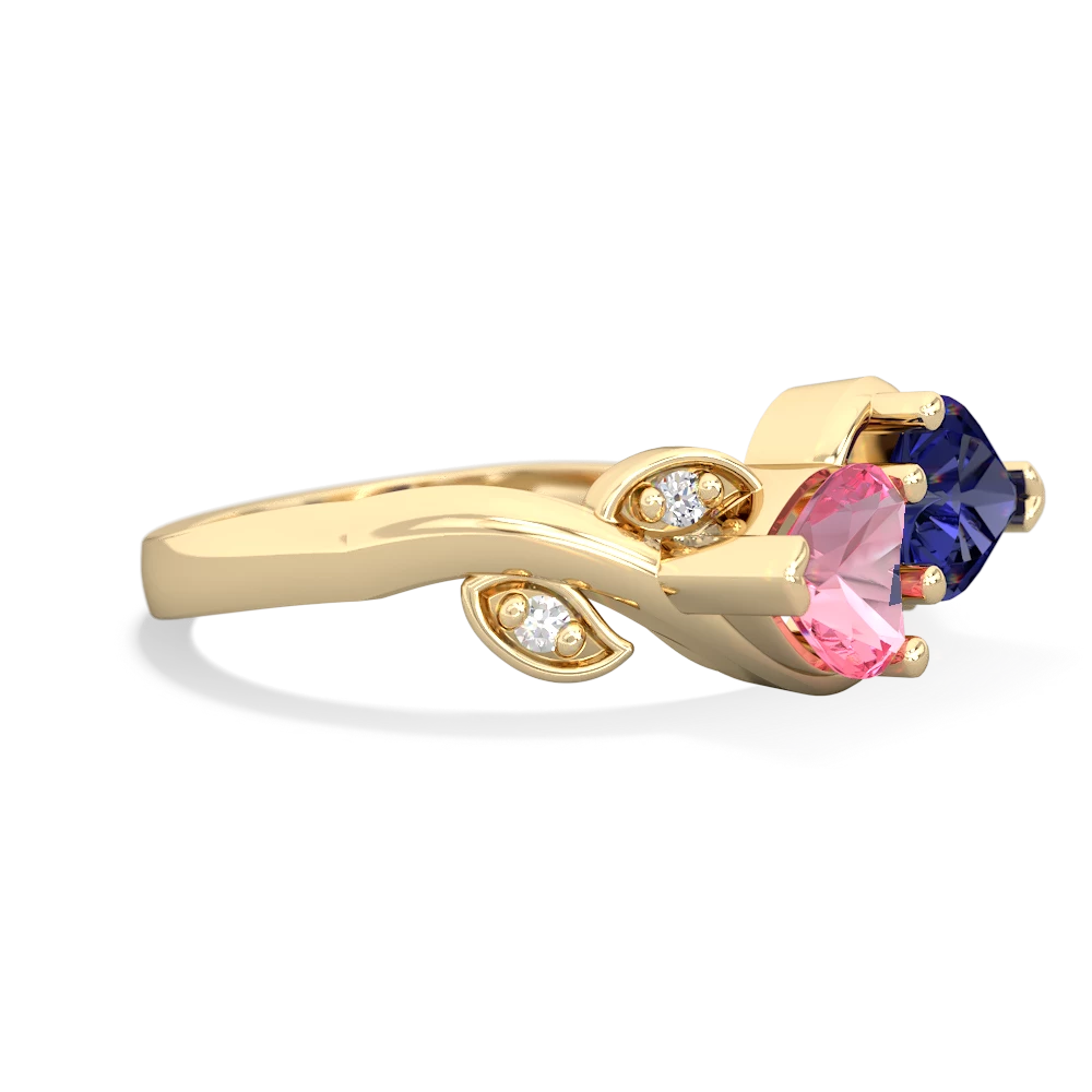 Lab Pink Sapphire Floral Elegance 14K Yellow Gold ring R5790