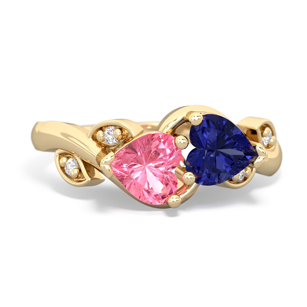 Lab Pink Sapphire Floral Elegance 14K Yellow Gold ring R5790