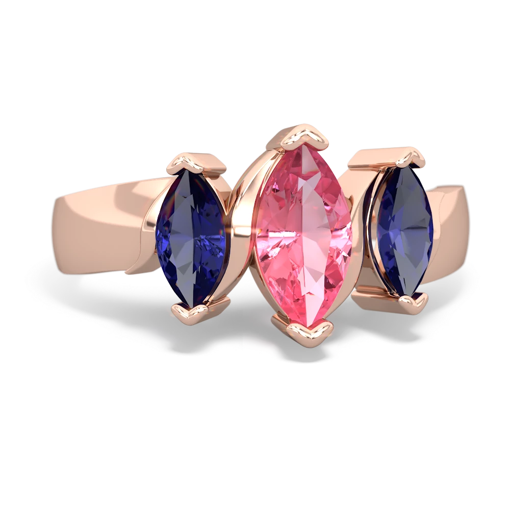 Lab Pink Sapphire Three Peeks 14K Rose Gold ring R2433